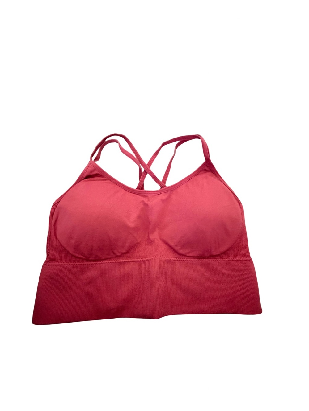 Raspberry Seamless Cross-Back Padded Sports Bra